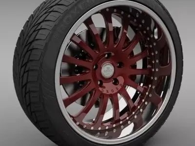 Savini Forged SV-4 Wheel and Tire 3D model