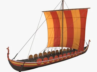 Viking Longship Low-poly 3D model