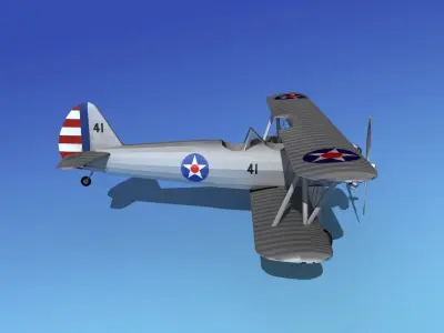 Stearman PT-17 Kaydet Military Trainer 3D model