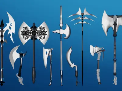 100 Fantasy Weapons Basemesh Pack V3 Low-poly 3D model