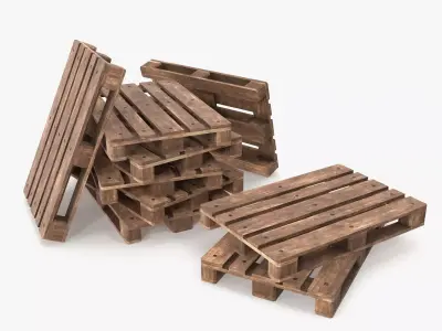 Wooden Pallets Low-poly 3D model
