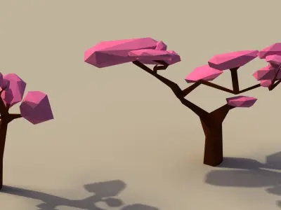 Low Poly Cherry Trees Low-poly 3D model