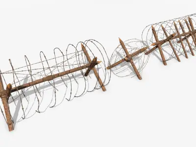 Barbed wire obstacles fences  3D model