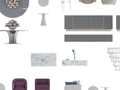 FLOOR PLAN 2d furniture top view 3D render realistic part 1 3D model