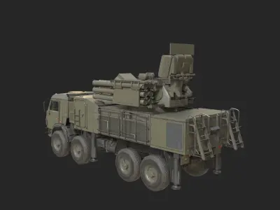 Russian Army Pantsir S1 shell close air defence system Low-poly 3D model