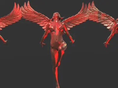 Crescent Female Angel Statue 3D model purchase