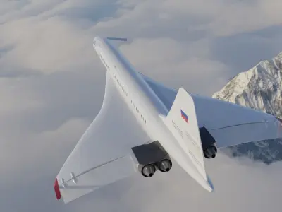 Tupolev 144D Low-poly 3D model