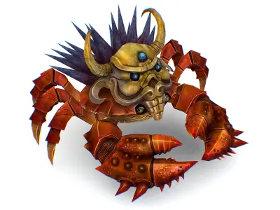 Red Giant Crab Shell Crayfish Arthropods Sea Animal Low-poly 3D model