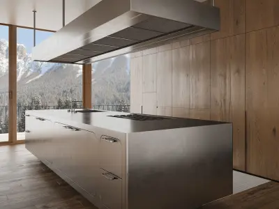 Kitchen with island EGO 24 By ABIMIS 3D model