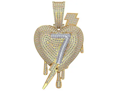 7 heart pendant 3D print model 3D print model purchase