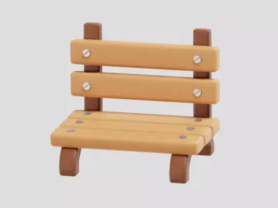 Park Bench Low-poly 3D model 15