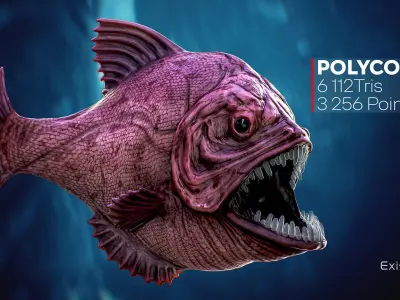 The Piranha Fish - Ocean predator - Pirana 3d model - 10 Low-poly 3D model