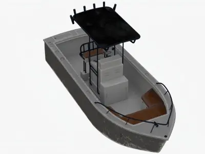 4K Small Aluminium Boat Low-poly 3D model