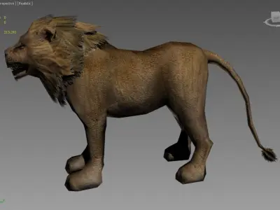 Male Lion Low-poly 3D model
