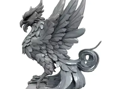 Majestic Griffin Statue HighPoly Sculpt Low-poly 3D model
