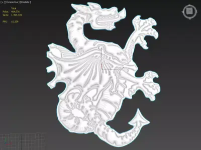 Dragon v1 Suitable for embossing Hot Foil Technique 3D model