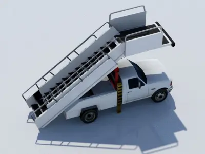 F350 ford Stair truck AIrport Ground Support Low Poly Low-poly 3D model