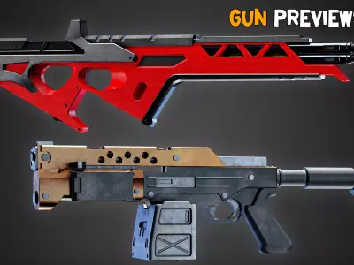 20 Game-Ready Futuristic Guns and Textures Vol 20 Low-poly 3D model