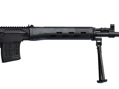 Sniper Riffle SVDM SVD Dragun Dragunov Semi-Automatic Rifle Low-poly 3D model