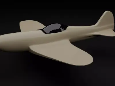 Low Poly 90s Plane Game Ready Flying Vehicle FBX OBJ Low-poly 3D model