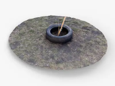 Photorealistic 3D scan of a tire planter for a tree saplin Free low-poly 3D model