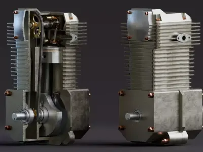 Realistic Engine - Internal Combustion Engine Low-poly 3D model