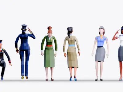 Low Poly Airline Crew Pack Low-poly 3D model