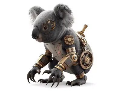 Steampunk Mechanical Koala 3D Model Low-poly 3D model