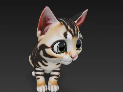 Cat Kitten Realistic 3D Model Basic - Low Poly Realistic Low-poly 3D model
