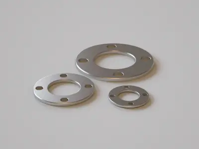 Flange three stainless steel flanges Free low-poly 3D model