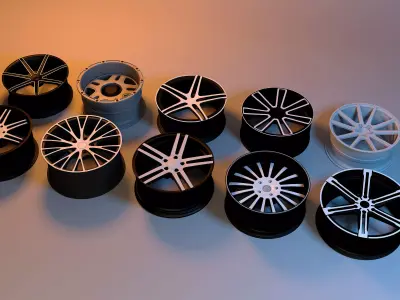 Car Rim-Wheel pack Low-poly 3D model