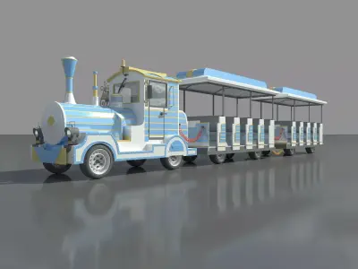 Retro Tourist Sightseeing Trackless Train - MAX OBJ FBX Low-poly 3D model
