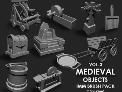 Medieval Objects Imm Brush Pack 10 in one Vol 3 3D model