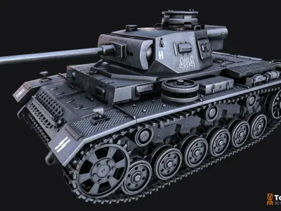Panzerkampwagen III AUSJ J German Medium Tank 3D model