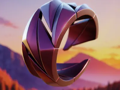 Spiral Blade Ring - Futuristic Sci-Fi Armor Jewelry 3D Model 70 3D print model
