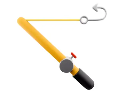 3d fishing rod and reel isolated on white background 3D model