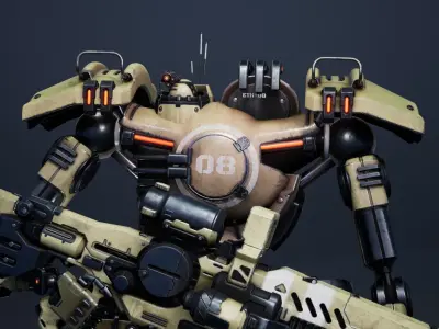 Etasphera08 robot with gun Low-poly 3D model