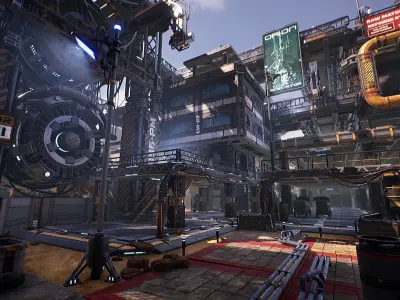 Sci-Fi Industrial Base - Unreal project Low-poly 3D model