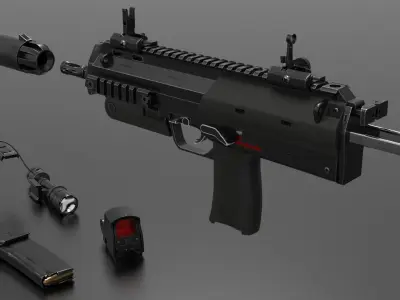 Mp7 Submachine gun Fps - Tps  Low-poly 3D model