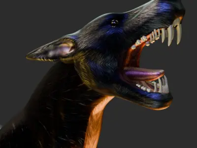 Game ready Animated Attack Dog 3D model