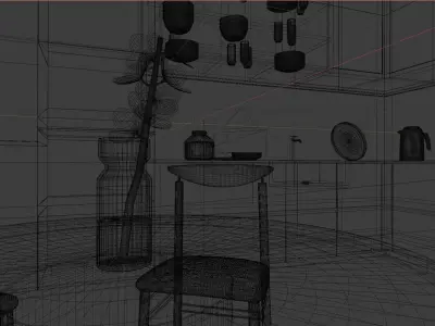 Kitchen 2 modern and dining room Free 3D model