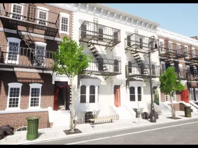 Modular New York Apartments with modular Interiors Low-poly 3D model