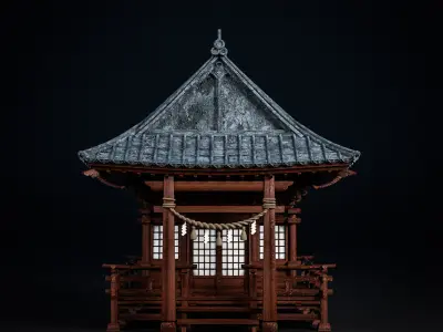 JAPANESE SHRINE Low-poly 3D model