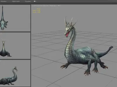 A six legged dragon monster - mosasaur Low-poly 3D model