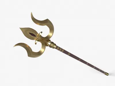 Trishul in gold Low-poly 3D model
