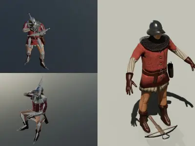 Crossbowman Rigged Low-poly 3D model
