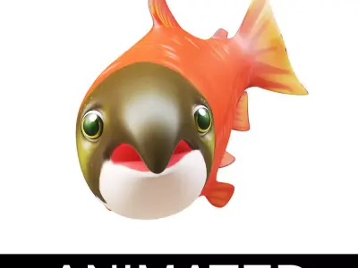Chinook King Salmon fish Animated  Low-poly 3D model