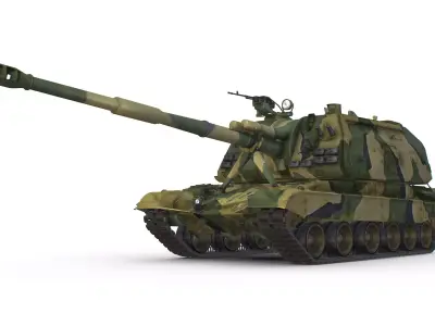 Russian Self Propelled Howitzer 2S19 Msta-S USSR Military Low-poly 3D model