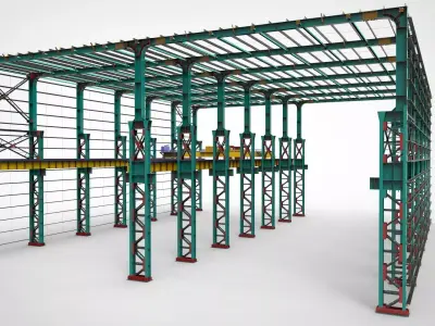 Warehouse Construction Low-poly 3D model