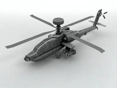 AH 64D Helicopter  -2 Low-poly 3D model